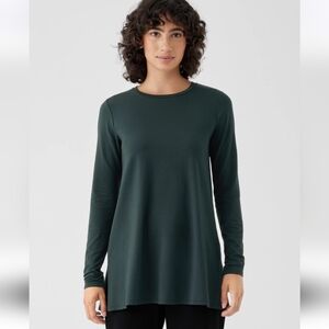 Eileen Fisher Stretch Jersey Knit Crew Neck Long Sleeve Size PL